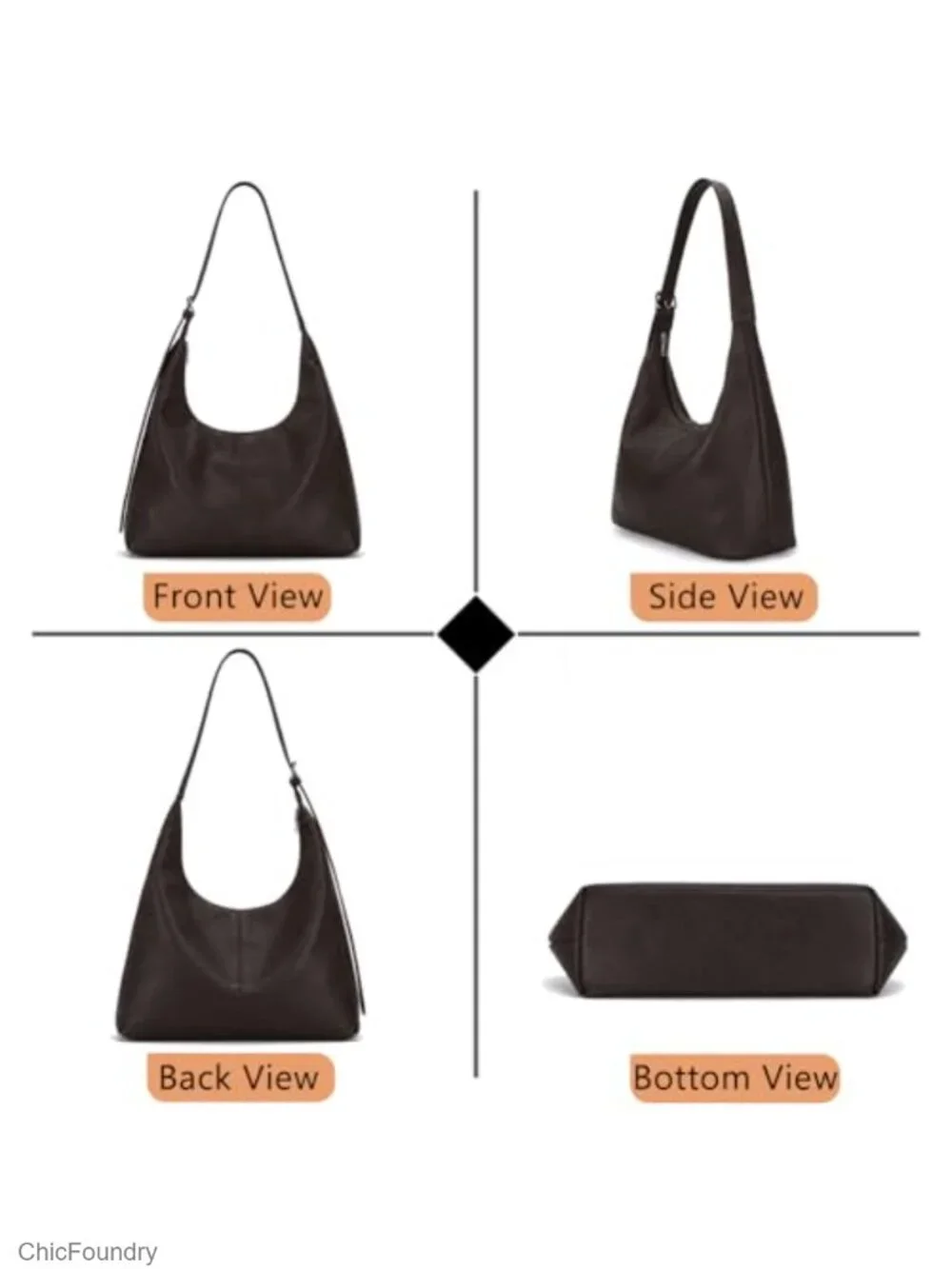 Large Vegan Leather Hobo Bag Slouchy Tote Shoulder Handbag Travel Work